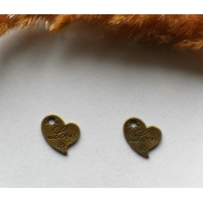 Подвеска металлическая Love is 14*11 мм. Цвет бронза 